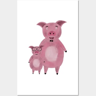 piggy dad and son Posters and Art